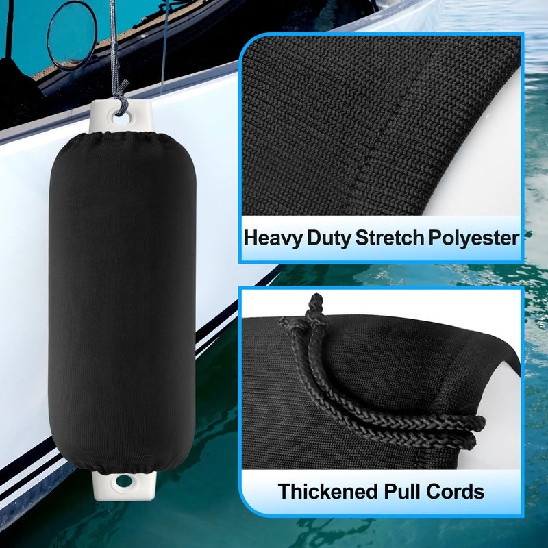 Boat Fender Covers, Boat Bumper Covers for Center Rope Tube Style Fenders, Several Size Marine Fender Covers (Boat Fender Not Included) 9" x 26" 2