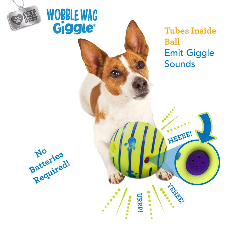 Wobble Wag Giggle Ball, Interactive Dog Toy, Fun Giggle Sounds When Rolled or Shaken, Pets Know Best, As Seen On TV Original - BeesActive Australia