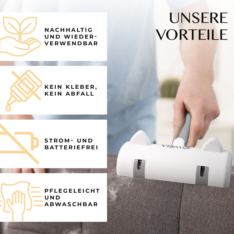OWEiA Pet Hair Remover Lint Roller, Lint Roller for Dog Hair and Cat Hair Reusable, Lint Brush for Pet Hair, for Sofa, Bed, Carpet, Scratching Post (White) White - BeesActive Australia