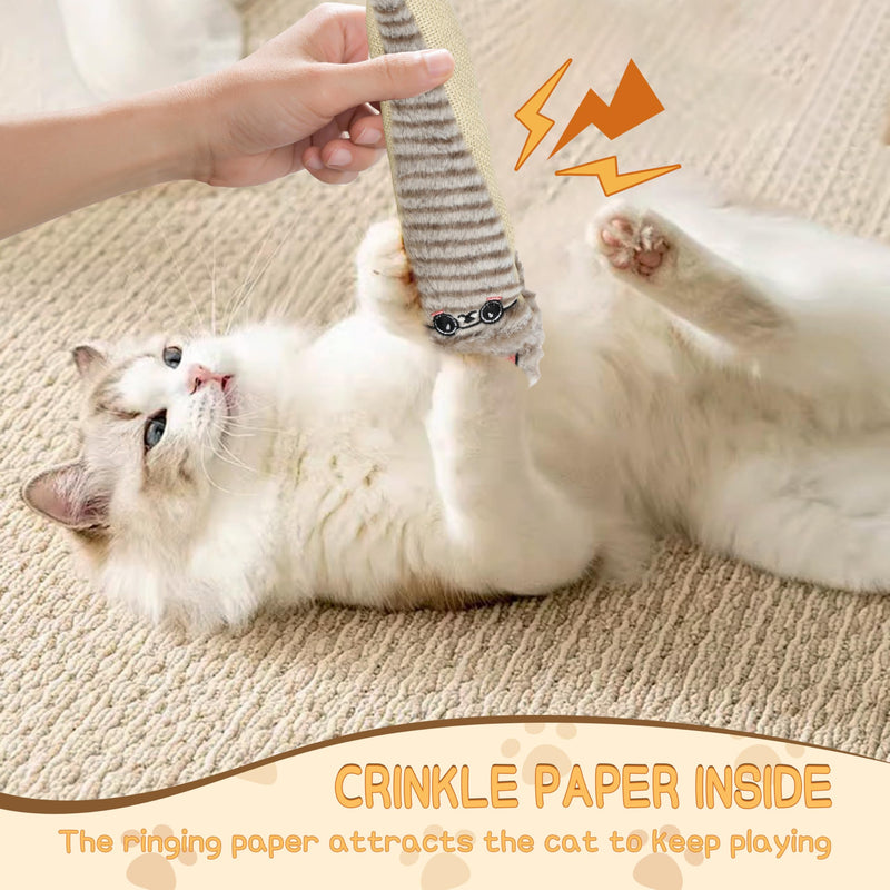 Cat Kicker Toy for Indoor Cats,Catnip Toys Natural Sisal Kicker Toy, Interactive Cat Chew Toys for All Breed Sizes, 2 Pcs Cat Scratcher Toy with Crinkle Paper Inside for Cats Kitten - BeesActive Australia