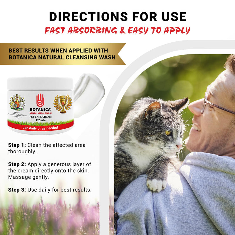 Botanica Pet Care Cream, Pet Skin & Coat Care for Dogs & Cats, Botanical Moisturising Cream with Aloe Vera, Tea Tree, Lavender, Comfrey, Cedarwood & Neem Oils, Vegan, 125 ml