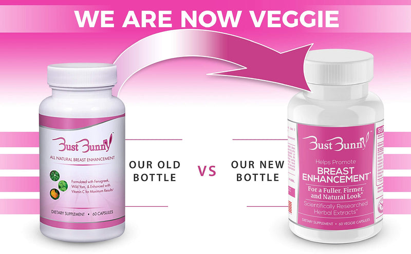 Bust Bunny Breast Enhancement & Enlargement Pills, Vegan, 3 Month Supply | Vegan herbal breast growth support for women & transgender; Fenugreek, Red Clover, Vitamin C; non-GMO with no fillers