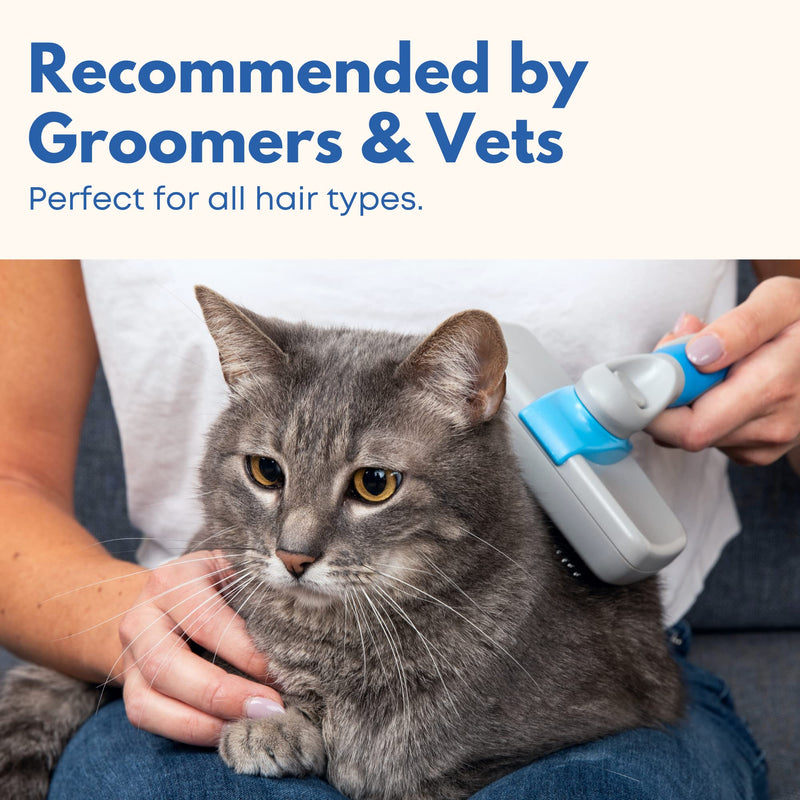 Self Cleaning Slicker Brush for Dogs and Cats - Hair Brush for Medium to Long-haired Pets - Effective, Comfortable, and Easy to Clean - White and Blue 1 Count (Pack of 1) - BeesActive Australia