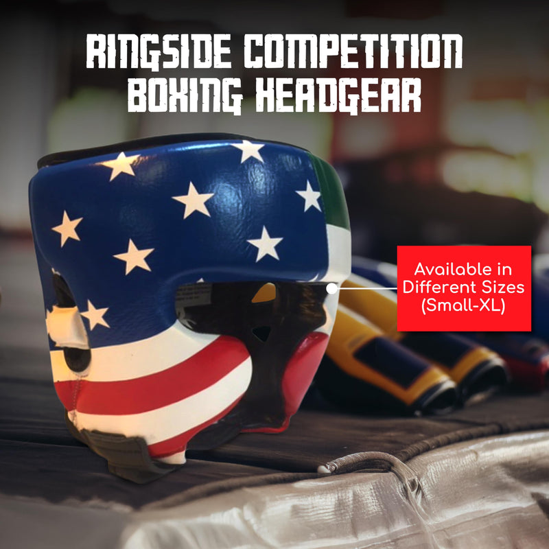 Ringside Competition Boxing Headgear, USA Boxing-Approved Leather Headgear with Cheek Protection, Great for MMA, Muay Thai, Kickboxing, and Training, Ideal for Men and Women, USA/Mexico, XL - BeesActive Australia