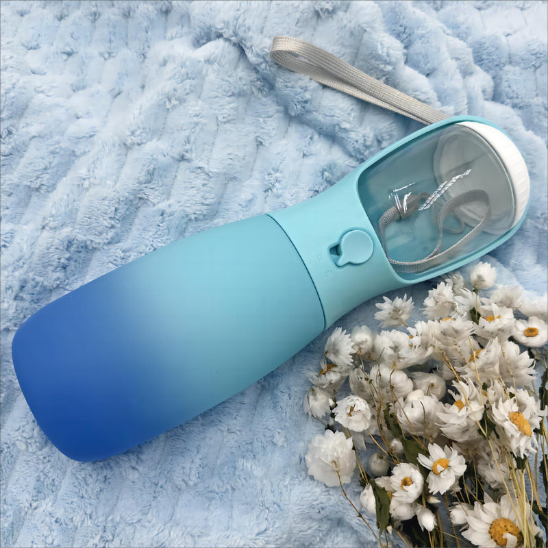 2-in-1 Portable Dog Water Bottle, Food Grade Travel Water Bottle for Dogs with Food Container, 19Oz Portable Dog Water Bowl Dispenser, Dog Birthday Gifts, Dog Accessories (Blue) Blue 19Oz - BeesActive Australia