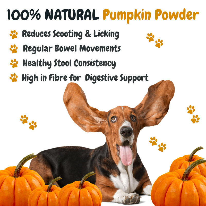 Bark & Bloom Pumpkin Powder for Dogs - Natural Fibre, Prebiotic Supplement & Gut Health Treat. Alternative to Puree, Canned Pumpkin for dogs, Ideal Natural Dog Treat and food topper stool firm