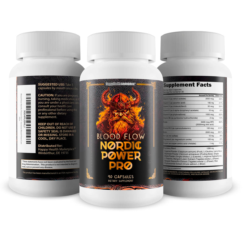 Blood Flow Nordic Power Pro - Our Best Blood Circulation Supplements for Men - Increase Blood Flow Care - Blood Circulation Pills - Male Nordic Power Supplement for Max Blood Flow