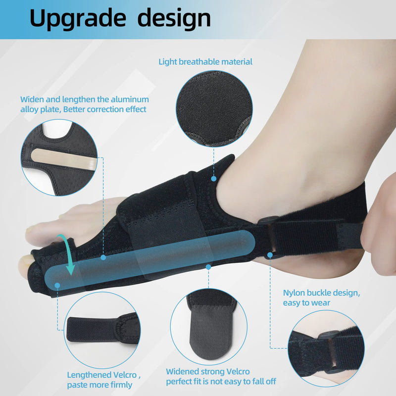 MOONSMILE Foot Gear 1 Pair Bunion Corrector for Women & Men, Night Bunion Splint, Big Toe Straightener, Foot Gear Brace for Bunion Pain Relief Black/Grey One Size