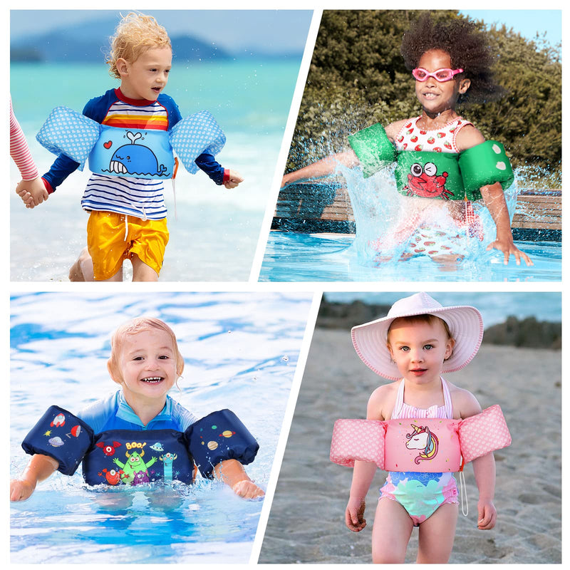 MoKo Swim Arm Band for Kids 20-30-40-50lbs, Toddler Swim Vest Cute Cartoon Swimming Wings Pool Floats Sleeve Children Water Sports Learning Swim Training Equipment, Blue A-Blue Shark for kids 20-50 lbs