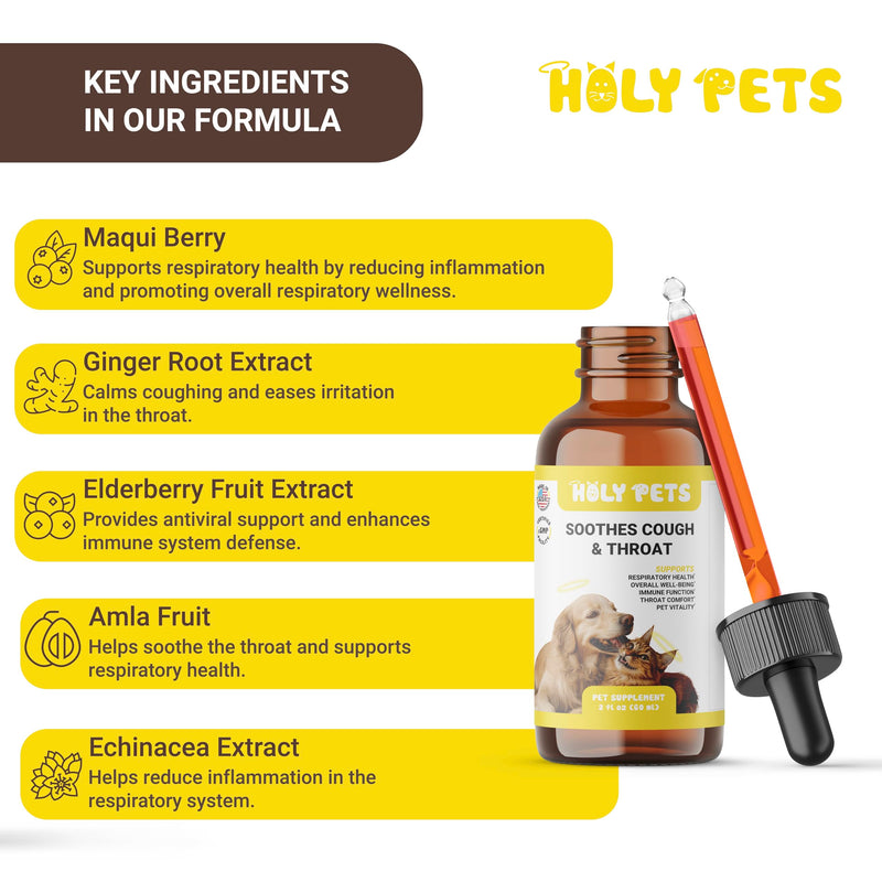 Cough Medicine for Dogs & Cats, Respiratory Infection Support - Sneezing Relief & Kennel Cough Treatment - Pet Asthma Support - Made with Natural Ingredients in The USA - PawsPlanet Australia