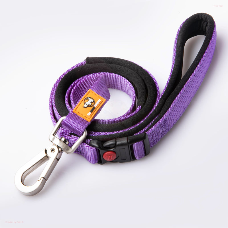 Canny Connect Dog Lead Lead with Soft Padded Handles, Padded Grip and A Secure Clip, Secure Your Dog Without Needing to Remove The Lead - Purple M/L - 25mm wide (1"), 120cm length (4ft) - BeesActive Australia