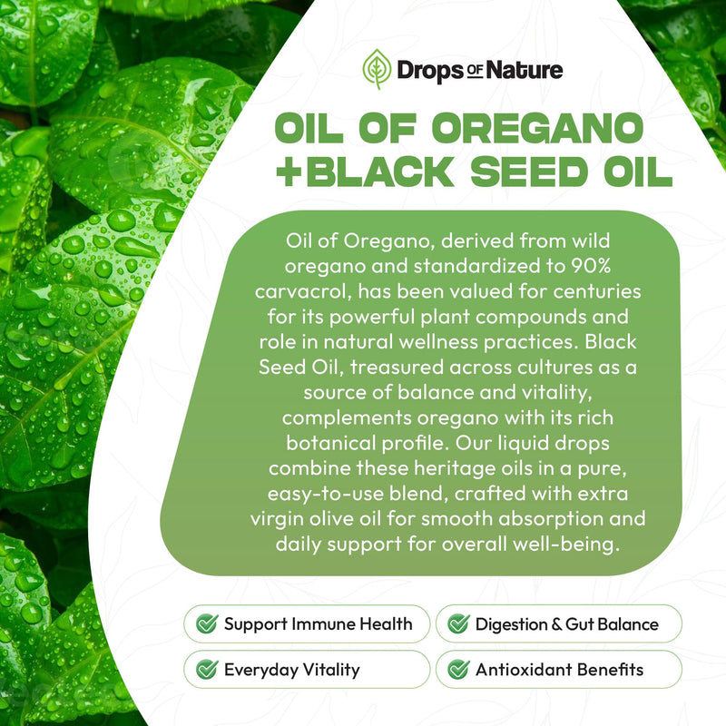 Oil of Oregano with Black Seed Oil Liquid Drops ‚Äì Wild Oregano (90% Carvacrol) and Black Currant Seed Oil ‚Äì Vegan, GMO-Free & High-Potency ‚Äì Supports Immunity, Gut Health & Wellness (Unflavored, 30mL) - BeesActive Australia
