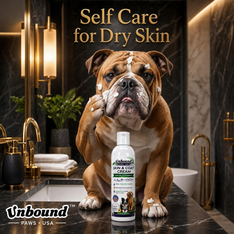 Dry Dog Skin & Coat Cream - Soothing Moisturizer for Dogs & Cats - Deep Hydration with Emu Oil & Vitamin E - 8 oz