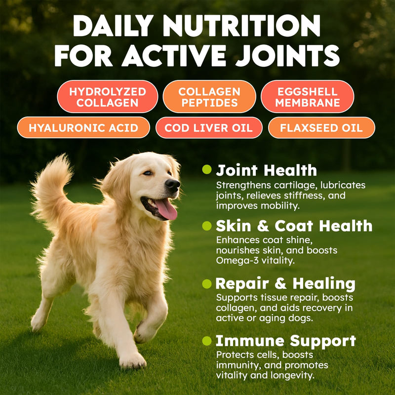 Collagen for Dogs with Glucosamine HCL Hip and Joint Chews for Dogs - Joint, Skin & Coat Support with MSM - Chicken - 150 pcs