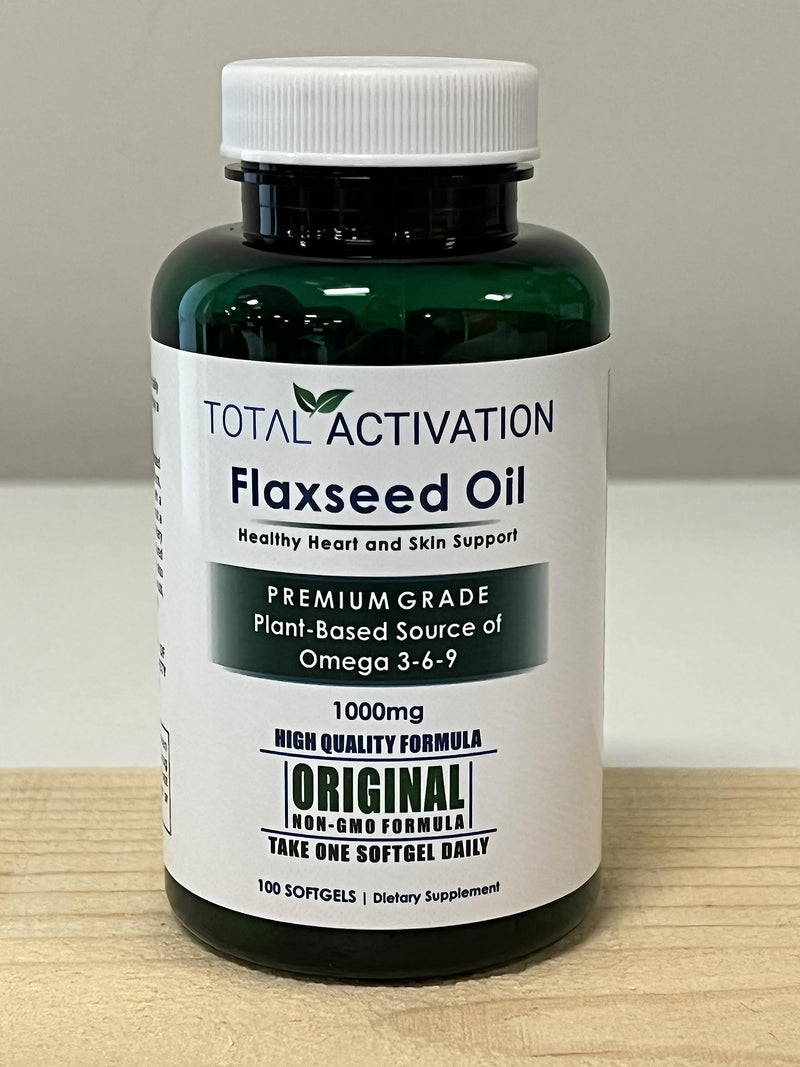 Organic Flaxseed Oil 1,000 mg Omega-3, Immune System Booster with Omega 3,6,9 from Natural ALA, Supports Healthy Heart, Hair, Skin and Nails, 100 Rich Liquid Softgels Per Bottle