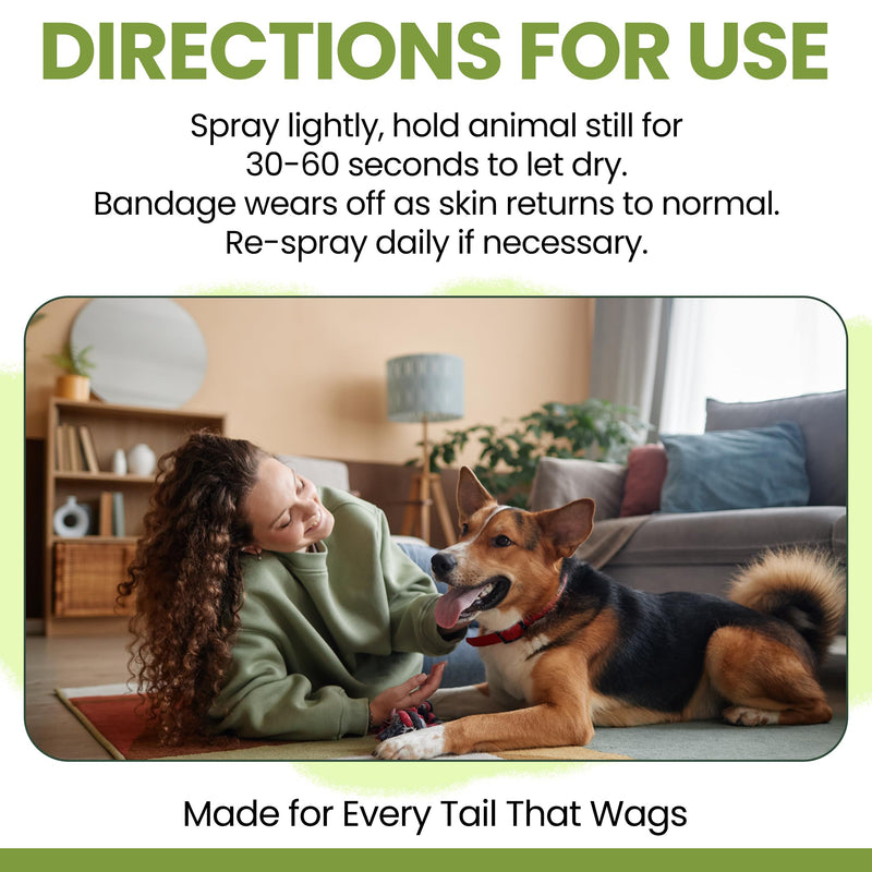 Pet Liquid Bandage for Dogs - 8 oz Spray with Aloe - Wound Care for Dogs Including Cuts, Scrapes, and Stitches - Breathable and Waterproof 8 Ounce