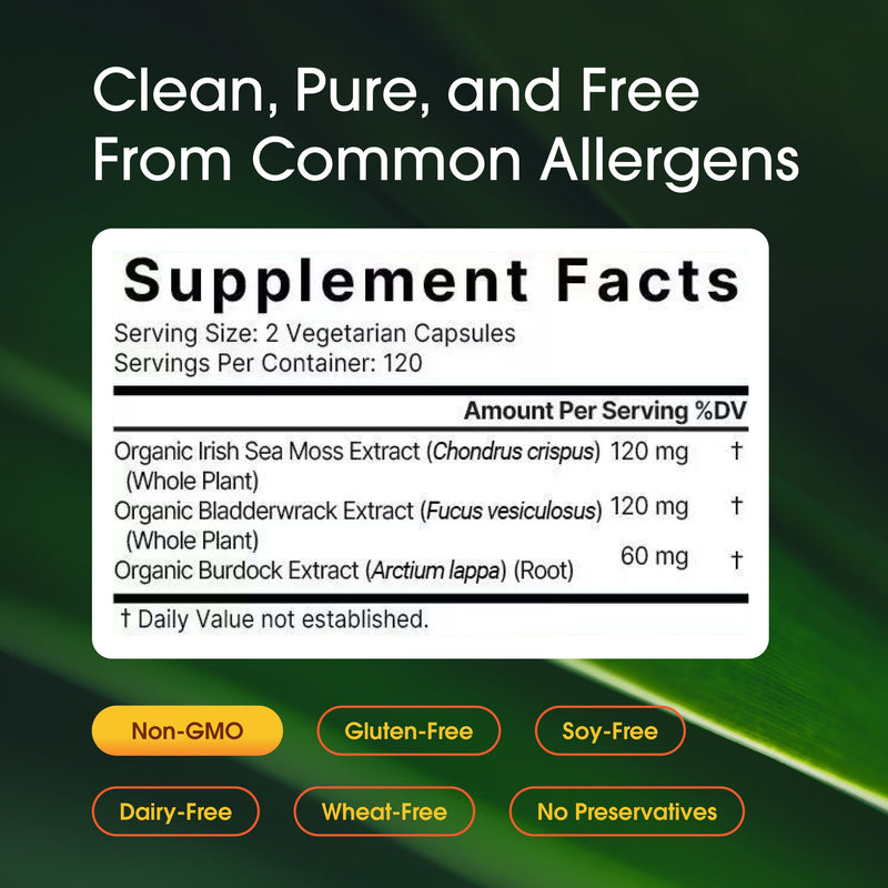 NatureBell 3-in-1 Sea Moss, 240 Vegetarian Capsules