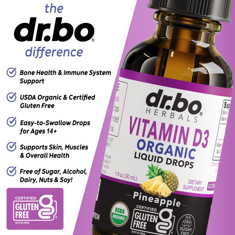 Vitamin D3 Liquid Drops Organic - Vegan VIT D Liquid Vitamin D for Adults & Kids Oil 4000 IU Vegan Organic D3 Drops Sublingual Supplement - Immune & Bone Health VIT Supplements, Non-GMO 30 Servings