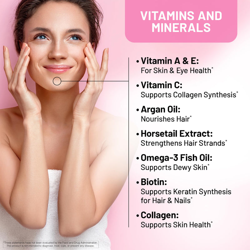 NatureWise Hair Skin and Nails Vitamin, Biotin 5000mcg w/Hyaluronic Acid, Collagen for Women with C, B Complex, D3, A, E, Iron - Non-GMO, Gluten Free - 150 Softgels[50-Day Supply] 150 Count (Pack of 1)