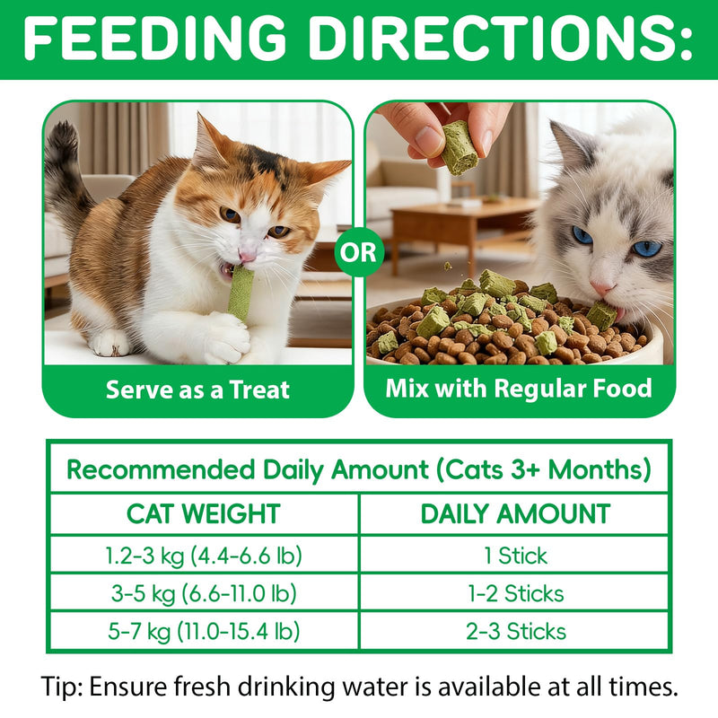 ISUNRISE 60g/2.12oz Cat Grass Sticks, Delicious Freeze-Dried Cat Grass Treats Edible Cats Chew Toy Kitten Snacks for Hairball Removal and Teeth Cleaning 2.12 Ounce (Pack of 1)