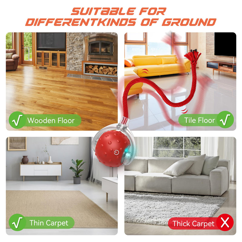 IOKHEIRA Interactive Cat Toys Ball, Motion Activate Electric Cat Toy, Automatic Pet Exercise Toys, Simulate Bird Calls, USB Rechargeable (Long Tail) - BeesActive Australia