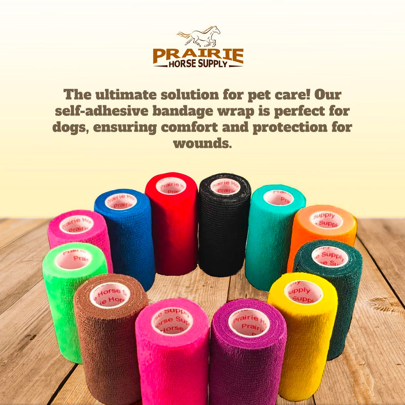 Prairie Horse Supply 24 Rolls Assorted Self Adhesive Bandage Wrap 4 Inch Elastic Cohesive Vet Tape for First Aid, Medical, Sport & Animals Wound - BeesActive Australia