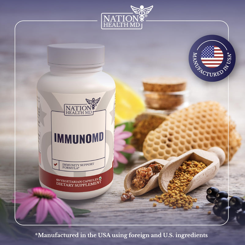 ImmunoMD | Immune Support Supplement | Provides year-round immune system support, Elderberry, Zinc, Vitamins C, D3, E, 30 Days Supply, 60 Capsules