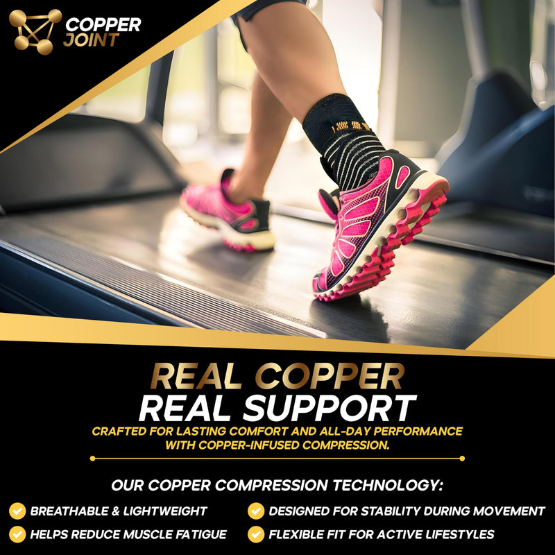 CopperJoint Compression Ankle Brace for Women Support, Durable Design Foot and Ankle Support for Women & Men Ideal to Support for Sports, Running, Comfortable Fit, Breathable Material - Large - BeesActive Australia