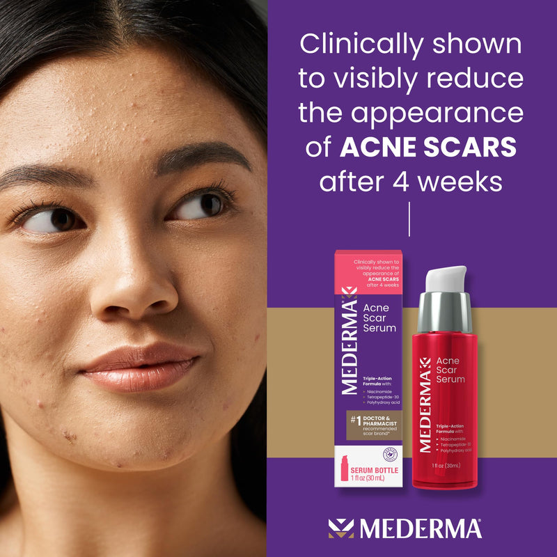 Mederma Acne Scar Serum Triple-Action Formula with Niacinamide, Tetrapeptide-30, and Polyhydroxy acid Clinically Shown to Lighten Acne Scars, 1 Fl. Oz.
