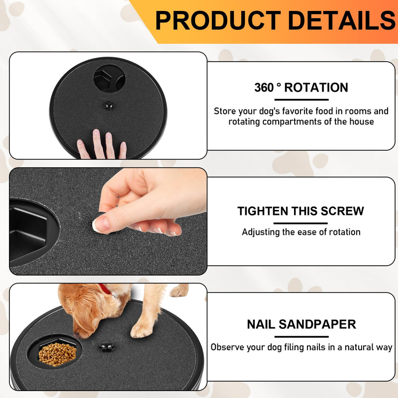 Dog Scratching Board, Dog Claw Grinder with Treat Box, Dog Claw Grinder, Built-in 6 Compartment Food Storage 360°, Rotation Alternative to Claw Clippers and Grinders (Black) Black - BeesActive Australia