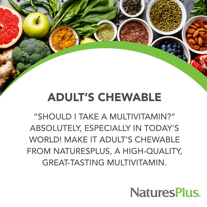 NaturesPlus Adult's Chewable, Pineapple Flavor - 180 Tablets - Multivitamin & Mineral - Vegan, Gluten Free - 180 Servings 180 Count (Pack of 1)