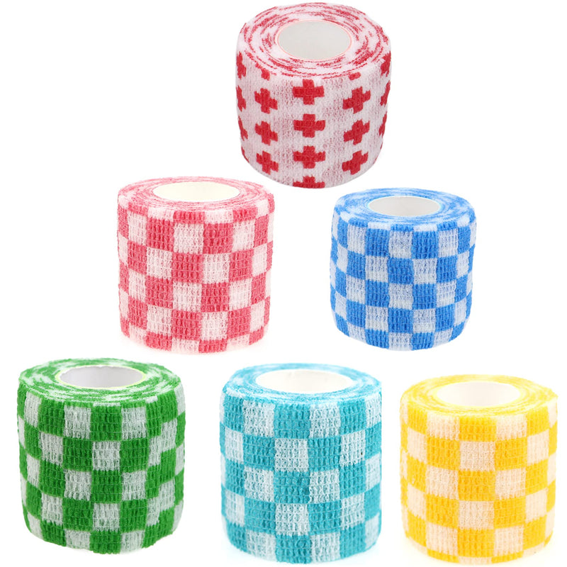 Self Adhesive Bandage Wrap Animal Cohesive Bandage Self Adherent Wrap First Aid Tape for Dogs Cats Horses Birds & Wrist Healing Ankle Sprain (2 Inch Grid Set 6 Rolls) 2 Inch Grid Set 6 Rolls - BeesActive Australia