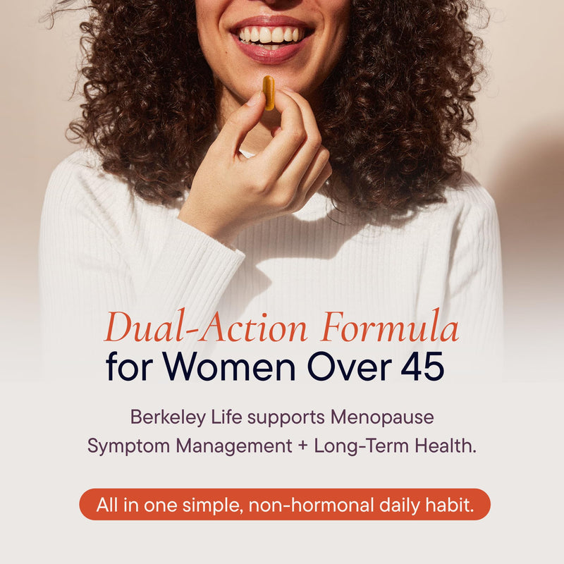 Berkeley Life Menopause & Heart Health Support Supplement for Women | Hormone-Free Dual-Action Nitric Oxide for Women, Menopause Symptom Relief & Healthy Blood Flow Support - 60 Capsules
