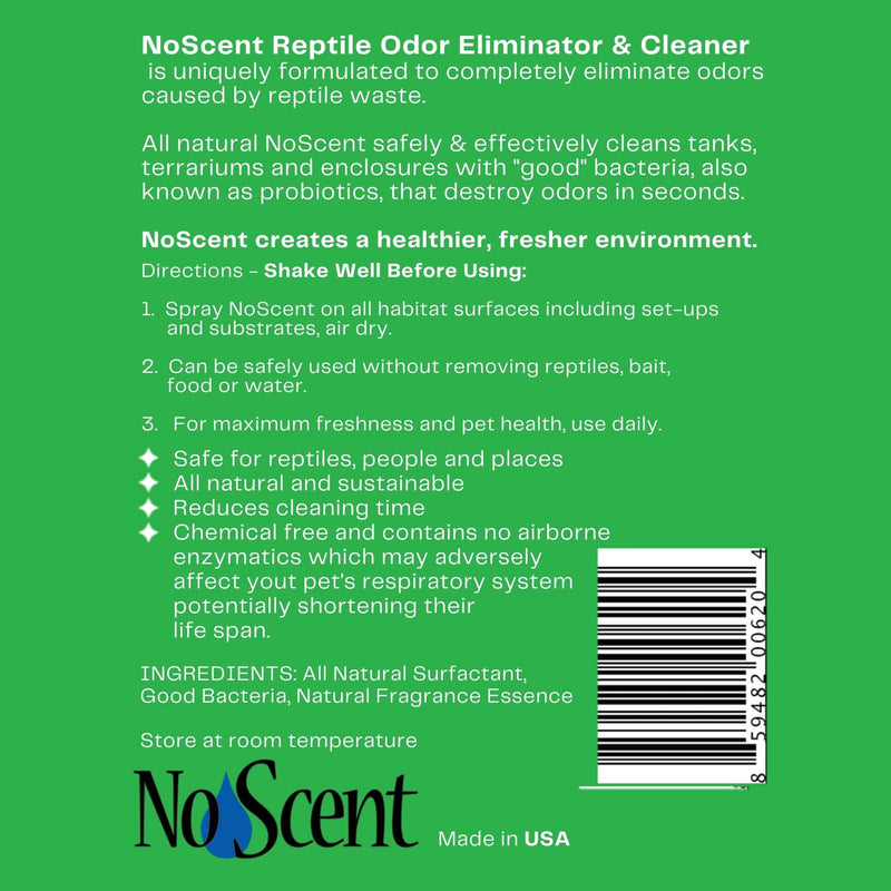 No Scent Reptile Tank Cleaner Spray & Pet Odor Management for Bearded Dragon, Turtle, Lizard Terrarium Freshener (2 Fl Oz / 59 mL) 2 Fl Oz (Pack of 1) - PawsPlanet Australia