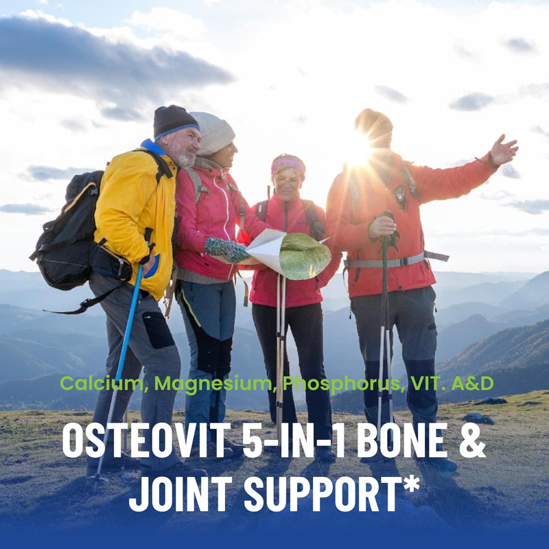 OsteoVit 5-in-1 Calcium 120 tabs Multivitamin: Bone Strength & Flexibility | Calcium, Magnesium, Phosphorus, Vitamin D3 & A - Non-GMO Gluten Free | Calcium Supplement for Women & Men with Vitamin D