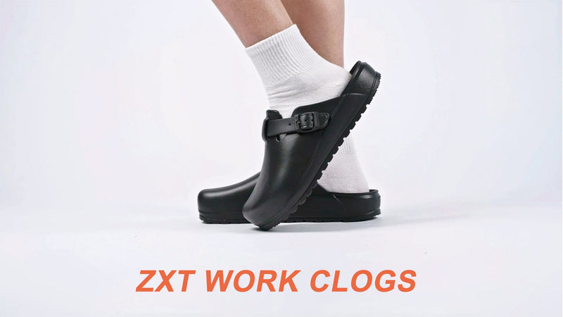 ZXT Arch Support Work Clogs Slip Resistant Shoes for Chef Nurse 6 Women/4 Men Black