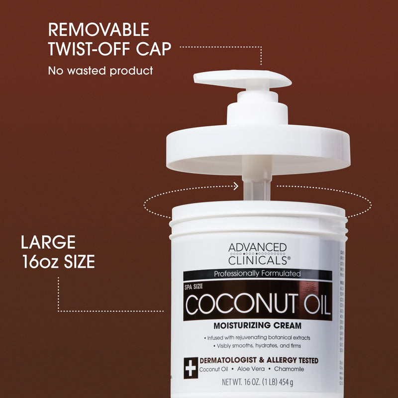 Advanced Clinicals Coconut Oil Body Cream For Women & Men | Hydrating Coconut Lotion For Extremely Dry Skin | Visible Anti Aging Body Butter Skin Care Balm Moisturizer For Hand, Heel, Feet, 16 Ounce 3 - Coconut Oil Botanical Body Lotion - BeesActive Australia