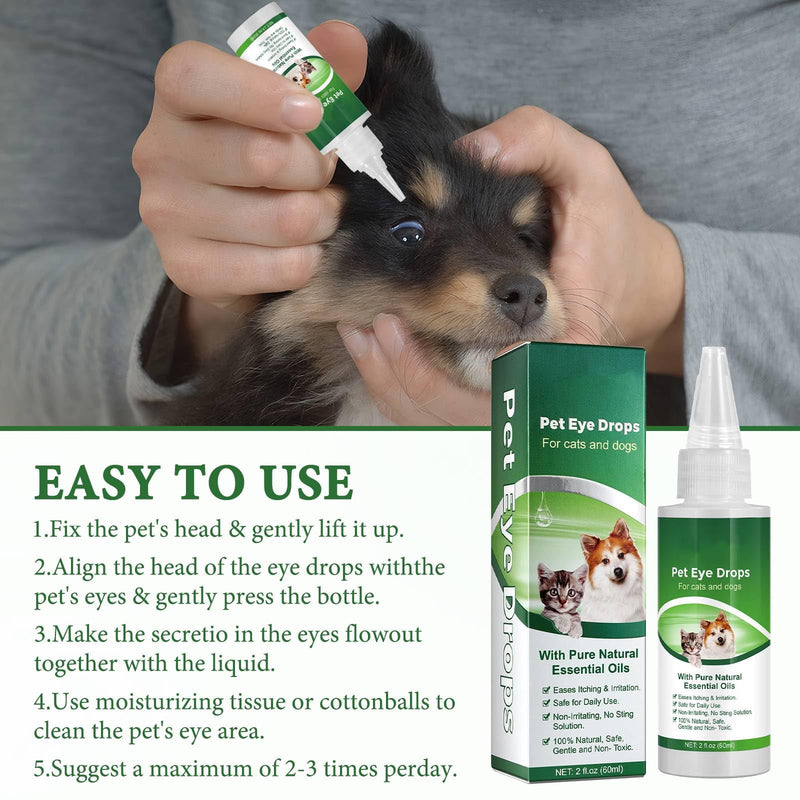 Eye Drops for Dogs and Cats, 2 Pcs Cat Dog Eye Drops, Soothes, Protects & Moisturizes, Fully Protects Your Pet's Eyes (120 ml)