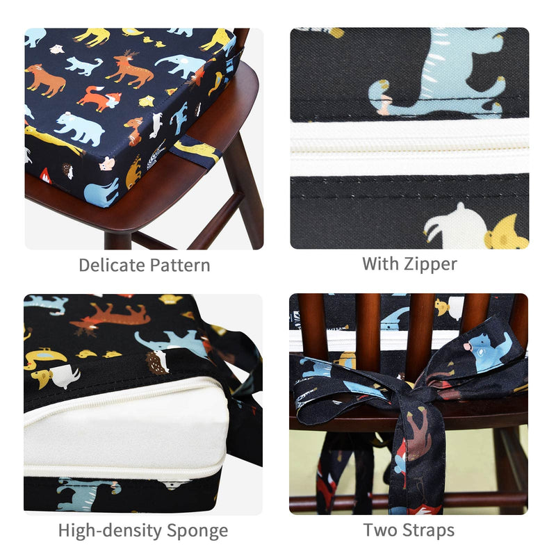 Toddler Booster Seat for Dining Table, Adjustable Double Seat Belt Washable Waterproof Child Booster Seat for Table, Portable Booster Seat Travel Increase Cushion (Black) black - BeesActive Australia