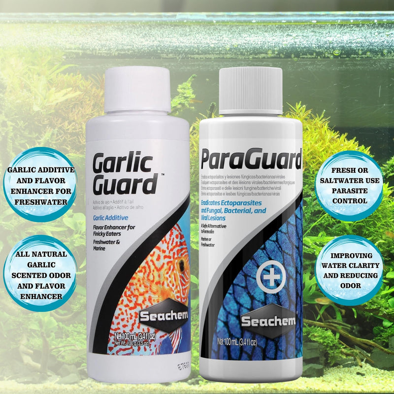 Trinity Treat ParaGuard 100ML, GarlicGuard 100ML, Focus 5g, kanaplex 5g Metroplex 5g for Freshwater and Saltwater Including Microfiber Cleaning Cloth(ParaGuard, GarlicGuard, Kanaplex Focus Metroplex) - BeesActive Australia