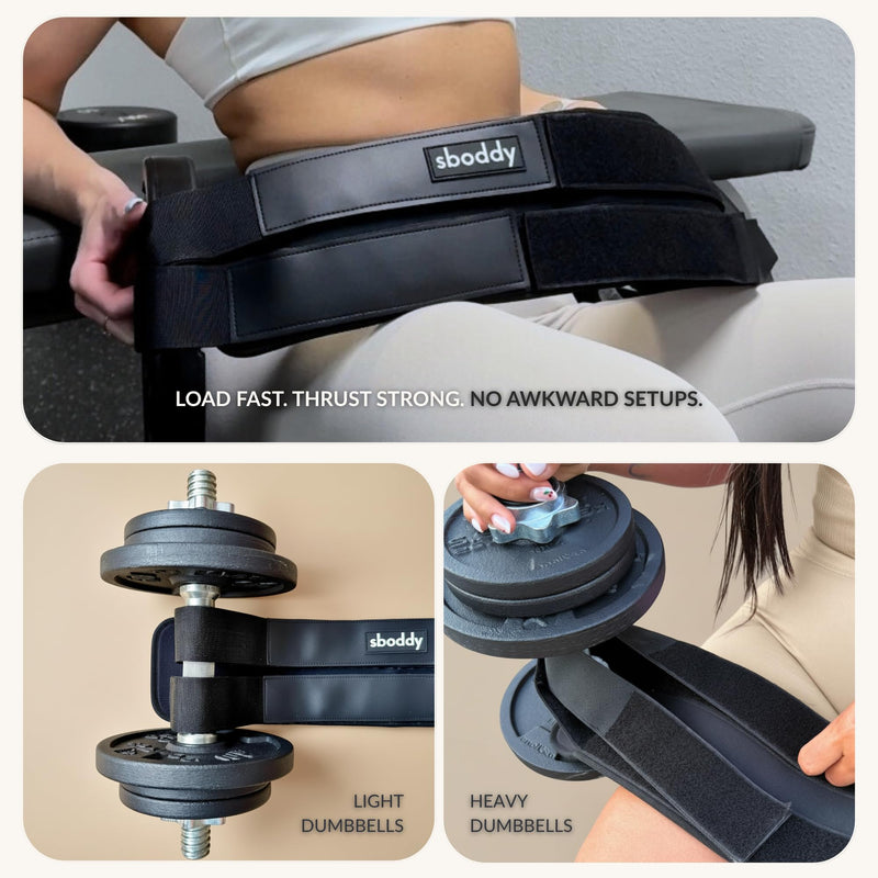 Hip Thrust Belt with Dual-Strap Design – Booty Builder for Heavy Dumbbells, Kettlebells & Plates Up to 400 lbs – Comfortable Glute Workout Equipment for Women – Coach Tested – Home & Gym Use. - BeesActive Australia
