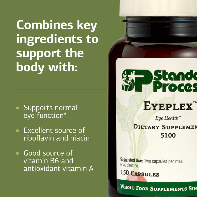 Standard Process Inc. Iplex - Whole Food Vascular Supplement, Eye Health and Eye Support with Shiitake Mushroom, Phosphoric Acid, Rice Bran, Organic Carrot, Arrowroot Flour, Alfalfa - 150 Capsules