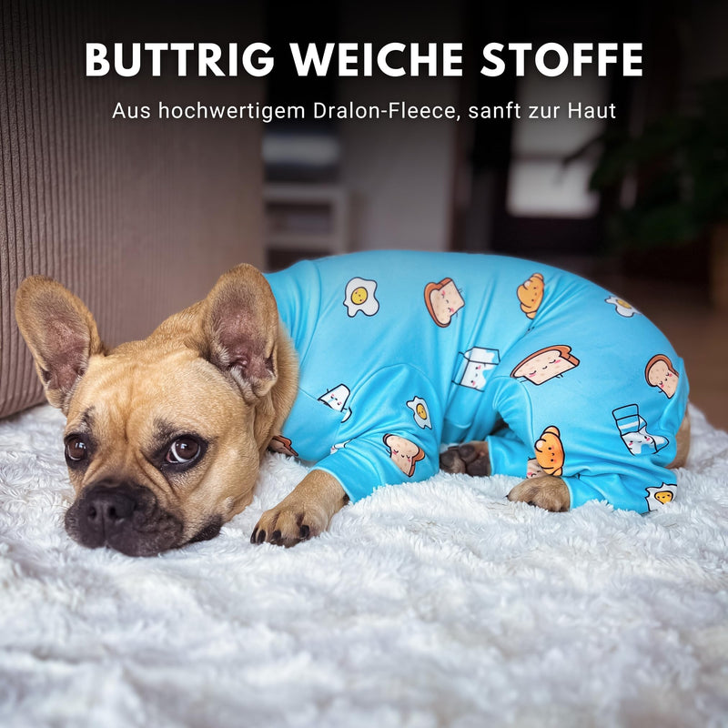 Spark Paws Dog Pajama, Ultra-Soft and 4-Way Stretch, Recovery Suit PJ Onesie for Small, Medium and Large Breeds - Breakfast Blue - XXL 2XL: 16-25kg - BeesActive Australia