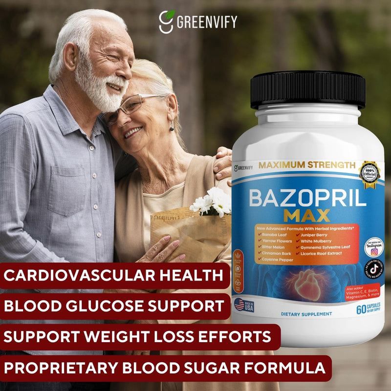 Bazopril Max Maximum Strength Dietary Supplement, 60 Capsules, with Herbal Blend, Vitamins & Minerals (1) 1