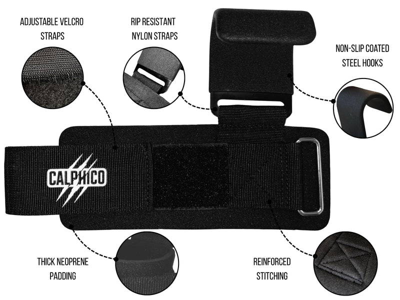 Weight Lifting Hooks – Heavy Duty Steel with Ergonomic Wrist Straps – Maximum Wrist Support, Comfort & Joint Protection