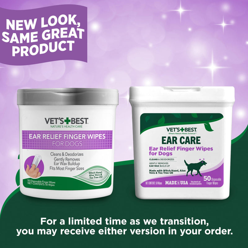 Vet's Best Ear Relief Finger Wipes | Ear Cleansing Finger Wipes for Dogs | Sooths & Deodorizes | 50 Disposable Wipes - BeesActive Australia