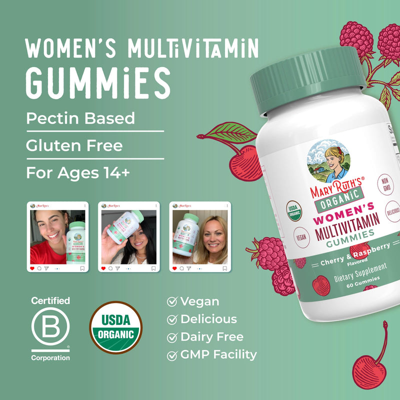 MaryRuth Organics Multivitamin for Women 14 | Women's Multivitamin Gummies for Immune Support| Skin Health | Sugar Free | Vegan | Non-GMO | 60 Count