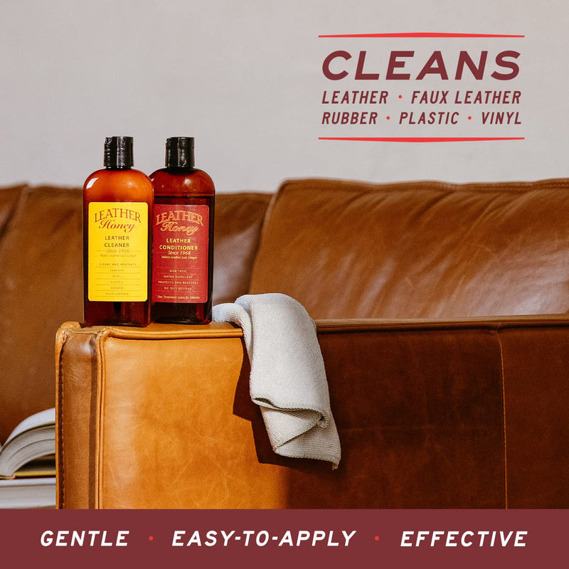 Leather Honey Complete Leather Care Kit Including 8 oz Cleaner and 8 oz Conditioner for use on Leather Apparel, Furniture, Auto Interiors, Shoes, Bags and Accessories - BeesActive Australia
