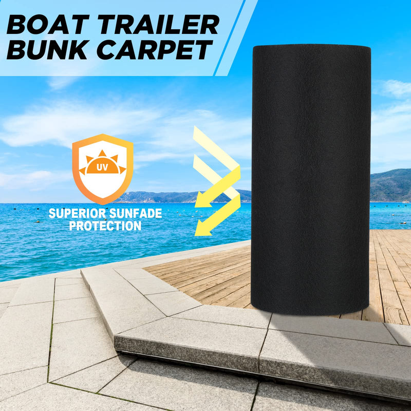 Remerry Boat Trailer Bunk Carpet, Marine Carpet Black Padding Polyester Boat Trailer Bunks Replacement Step, Bunker Material Covers 18 Inch x 18 Feet