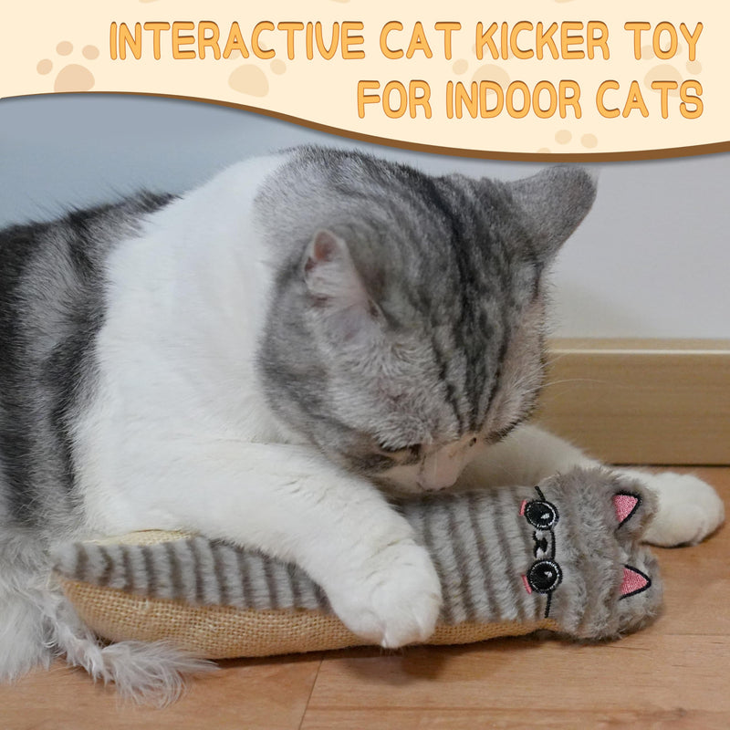 Cat Kicker Toy for Indoor Cats,Catnip Toys Natural Sisal Kicker Toy, Interactive Cat Chew Toys for All Breed Sizes, 2 Pcs Cat Scratcher Toy with Crinkle Paper Inside for Cats Kitten - BeesActive Australia